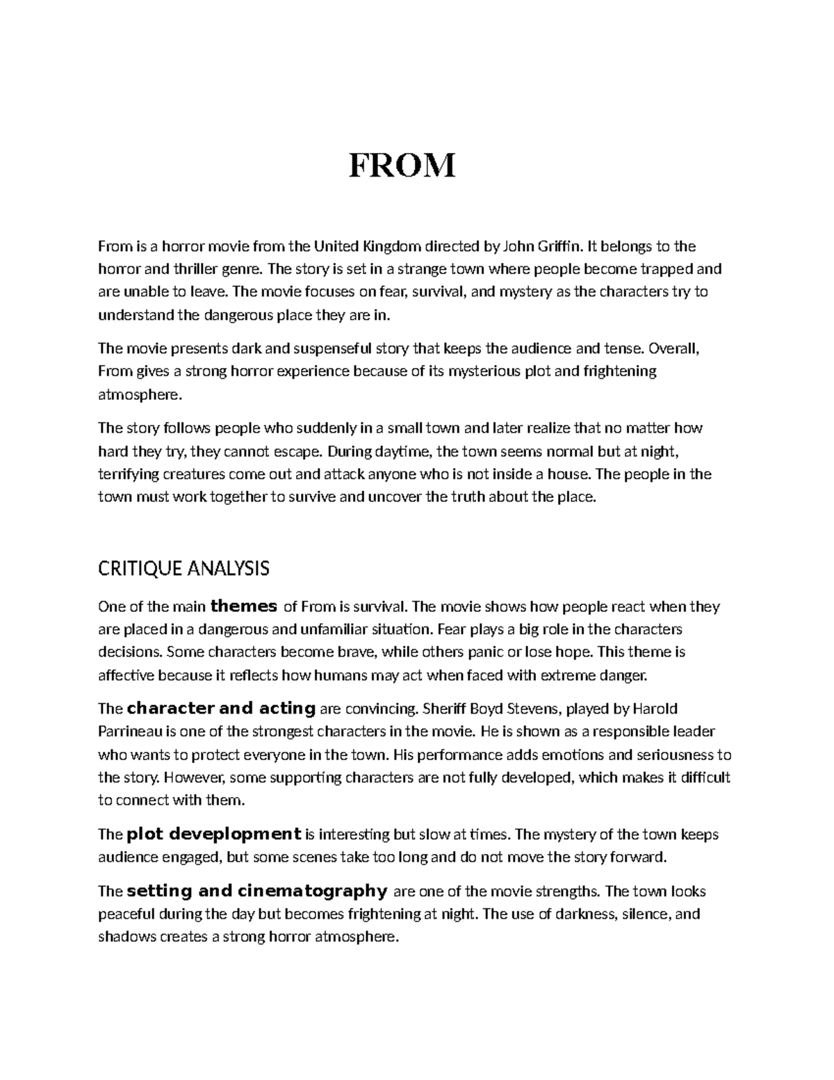 A Critique of the Horror Movie "From": Themes & Cinematic Elements ...