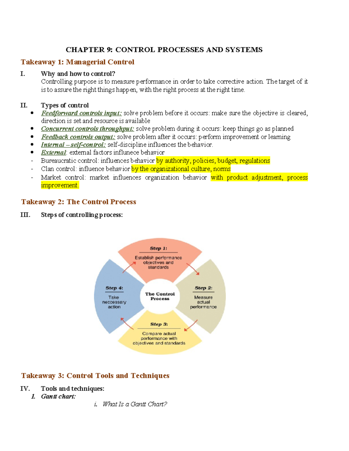 Chapter 9 summary - CHAPTER 9: CONTROL PROCESSES AND SYSTEMS Takeaway 1 ...