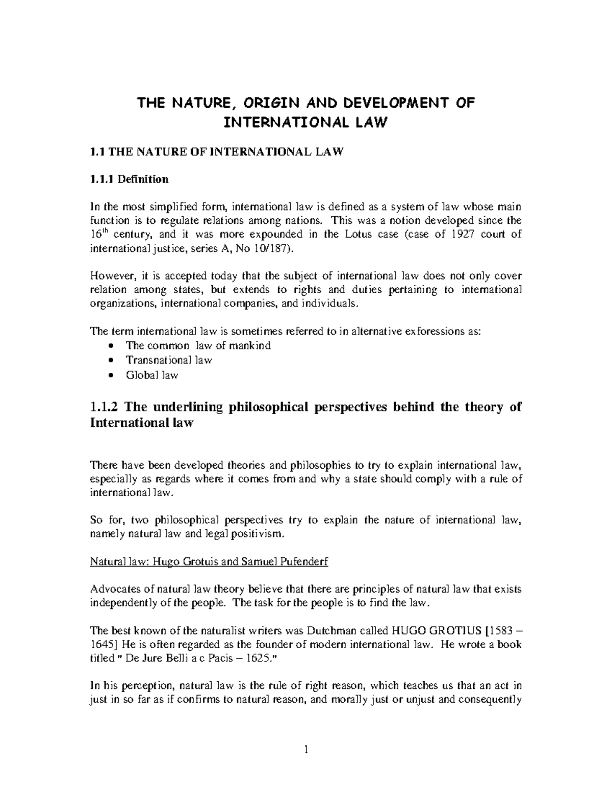 Public International Law Notes - Nature, Origin & Development - Studocu