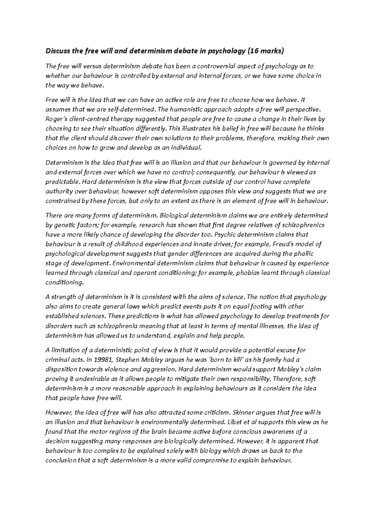 Free Will vs. Determinism in Psychology: A Comprehensive Debate ...