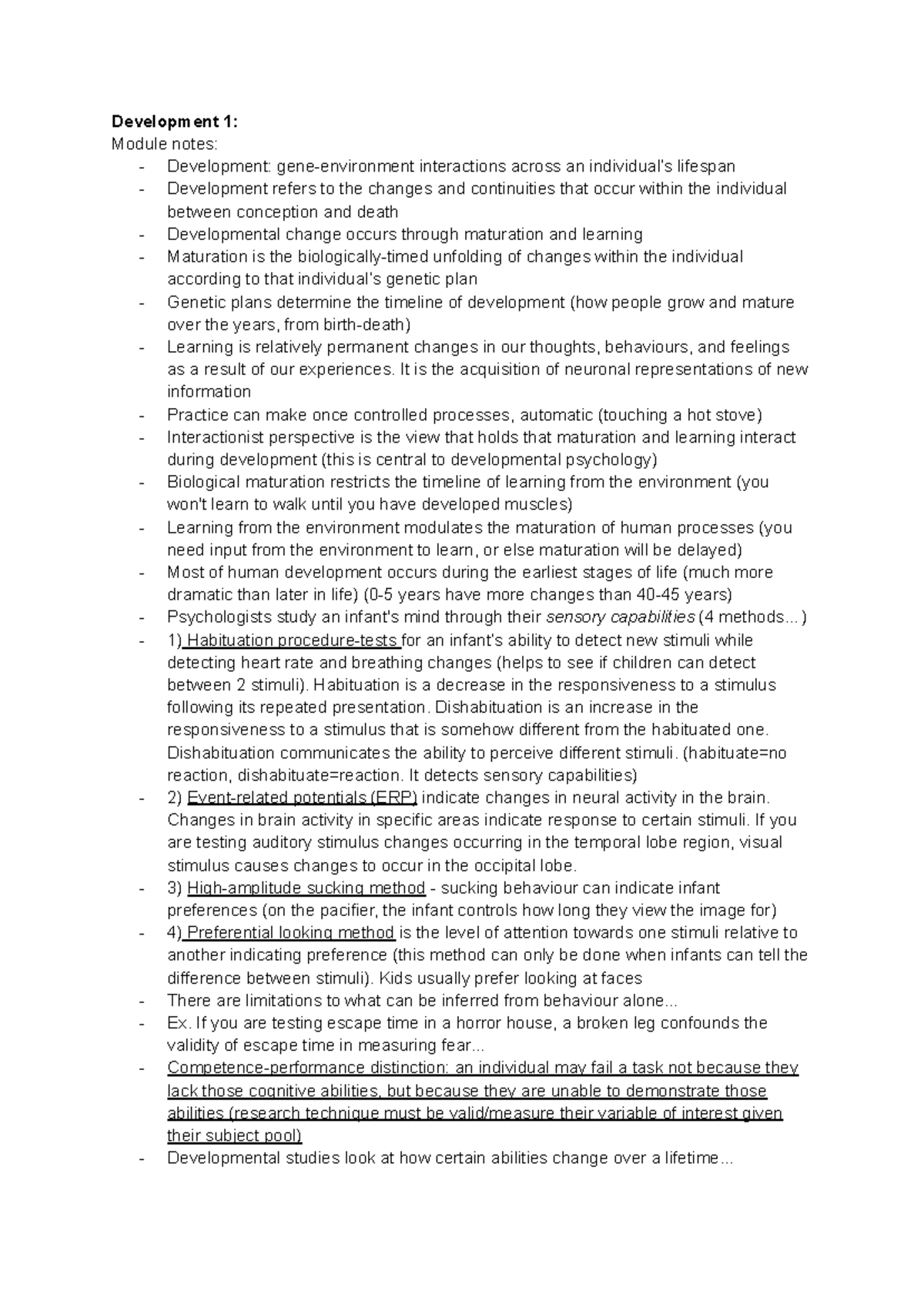 Psych 1XX3 Development 1: Module notes on lifespan interactions - Studocu