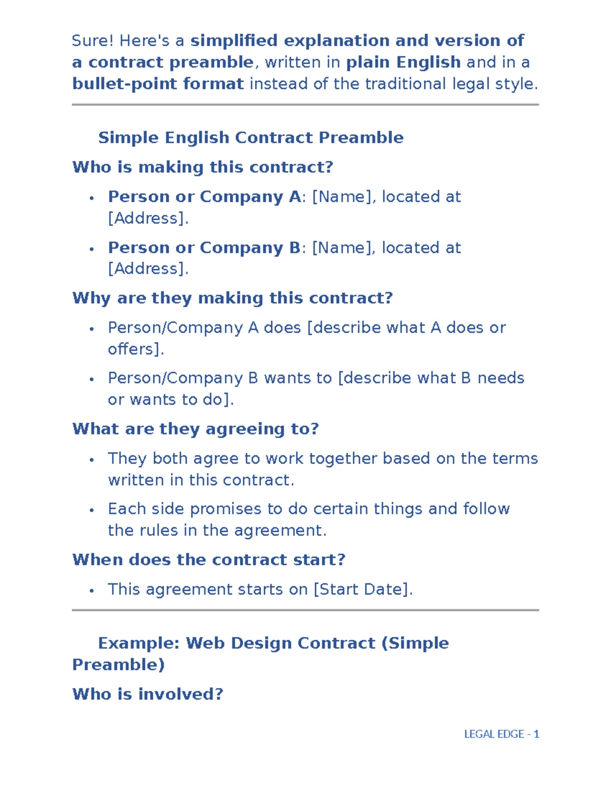 Constitutional Preamble Template & Example - LEGAL EDGE 1 - Studocu