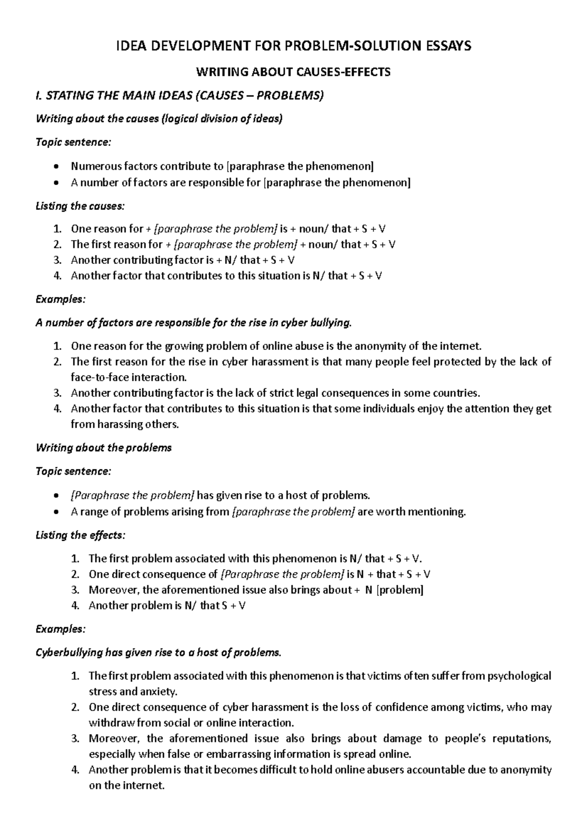 IDEA DEVELOPMENT FOR PROBLEM-SOLUTION ESSAYS (Lesson 2) - Studocu