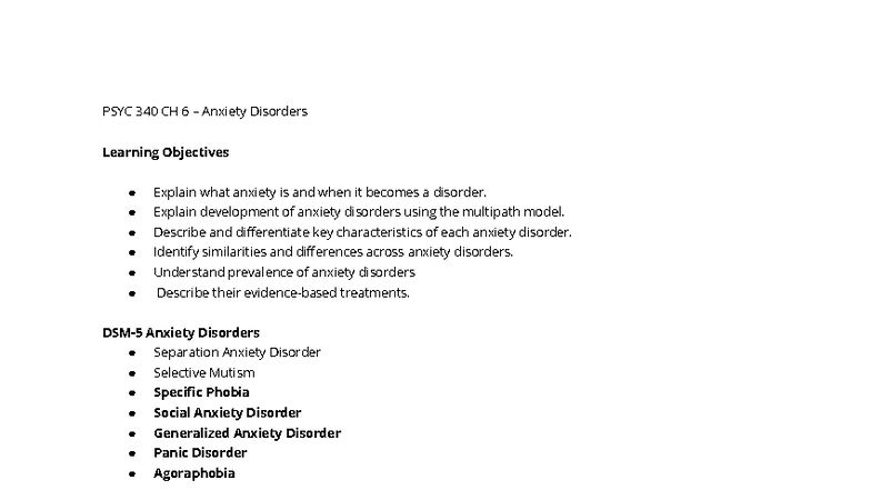 PSYC 340 CH 6 – Understanding Anxiety Disorders and Their Treatments ...