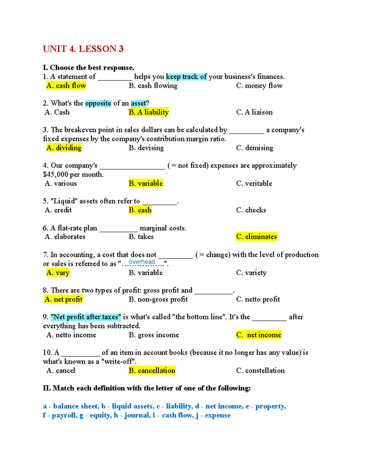 Chapter 4 Lesson 3 Accounting Quiz Answers - Studocu