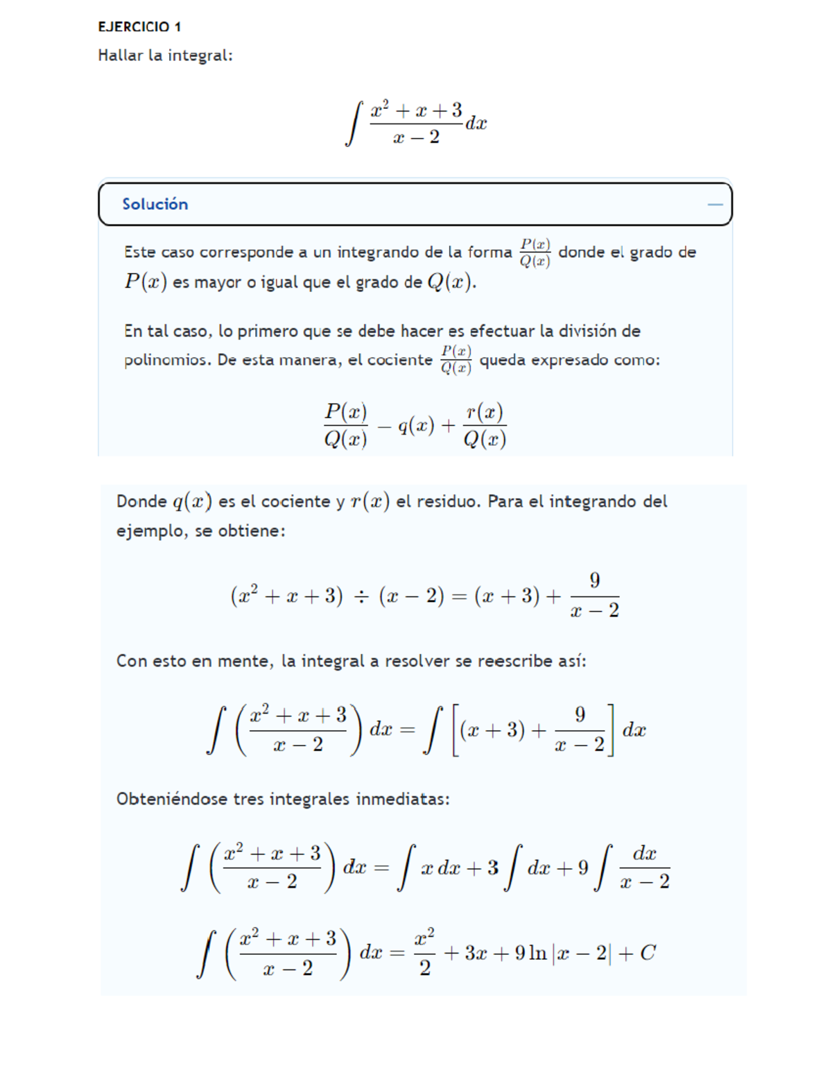 Integrales parciales - Material de repaso, ejercicios - Hallar la