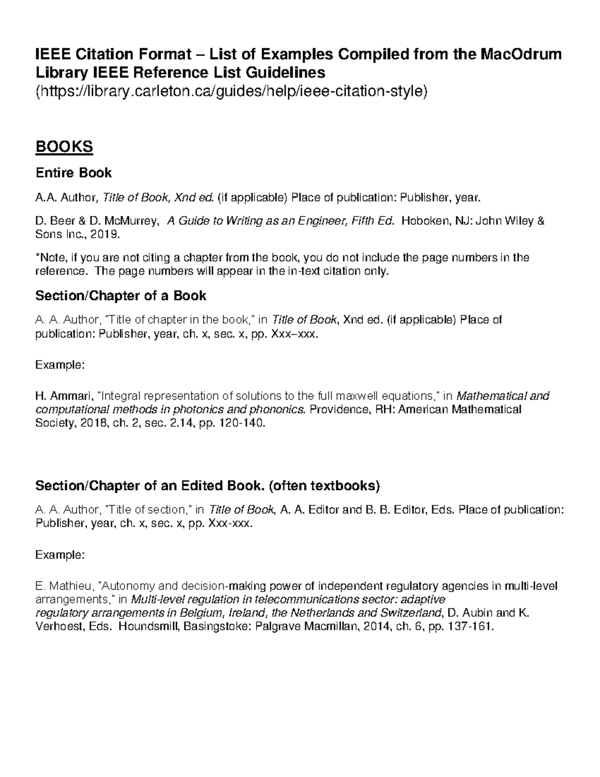 IEEE Citation Format Guidelines: Condensed Version - Studocu