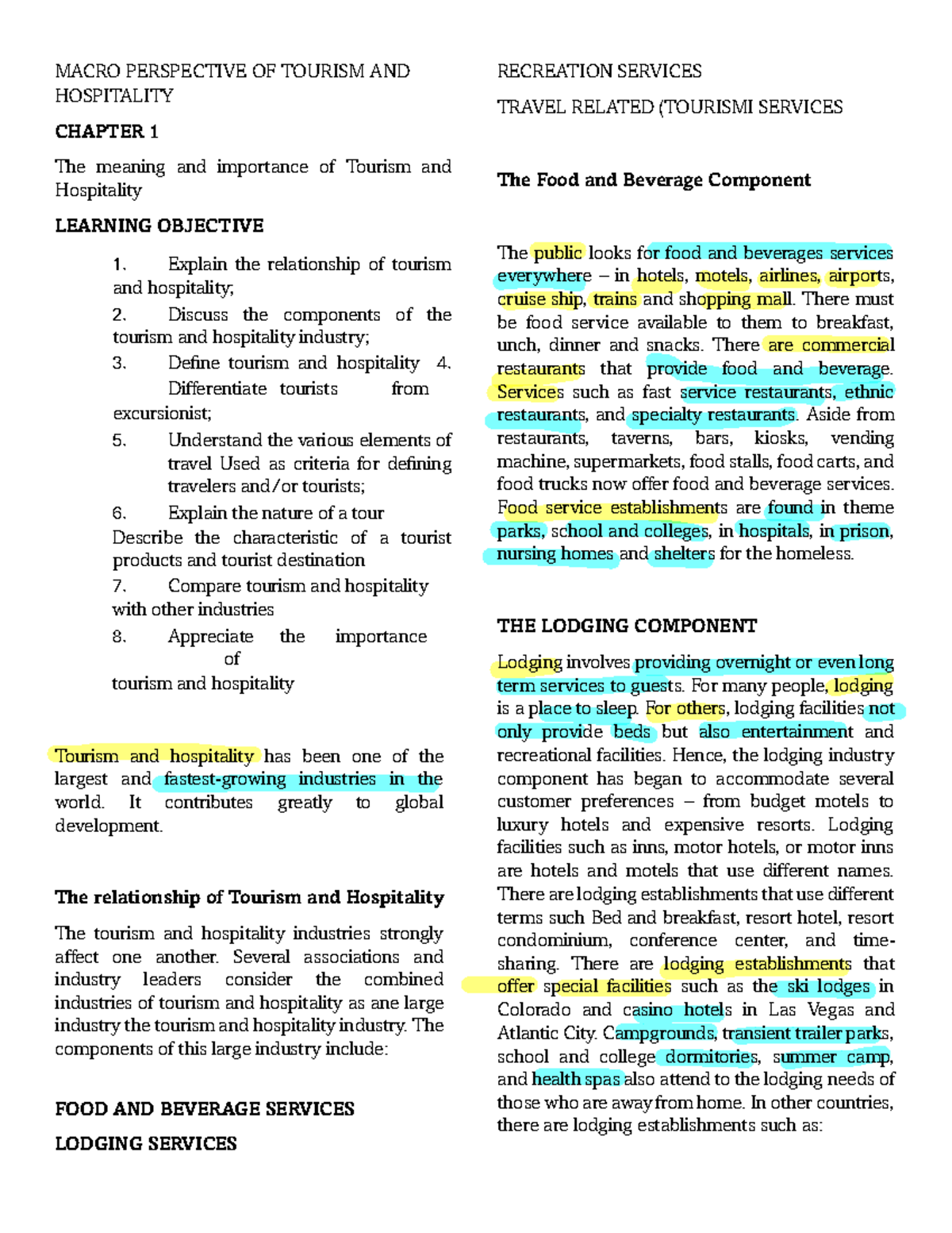 Macro Midterm CH 1 4 Copy - MACRO PERSPECTIVE OF TOURISM AND ...