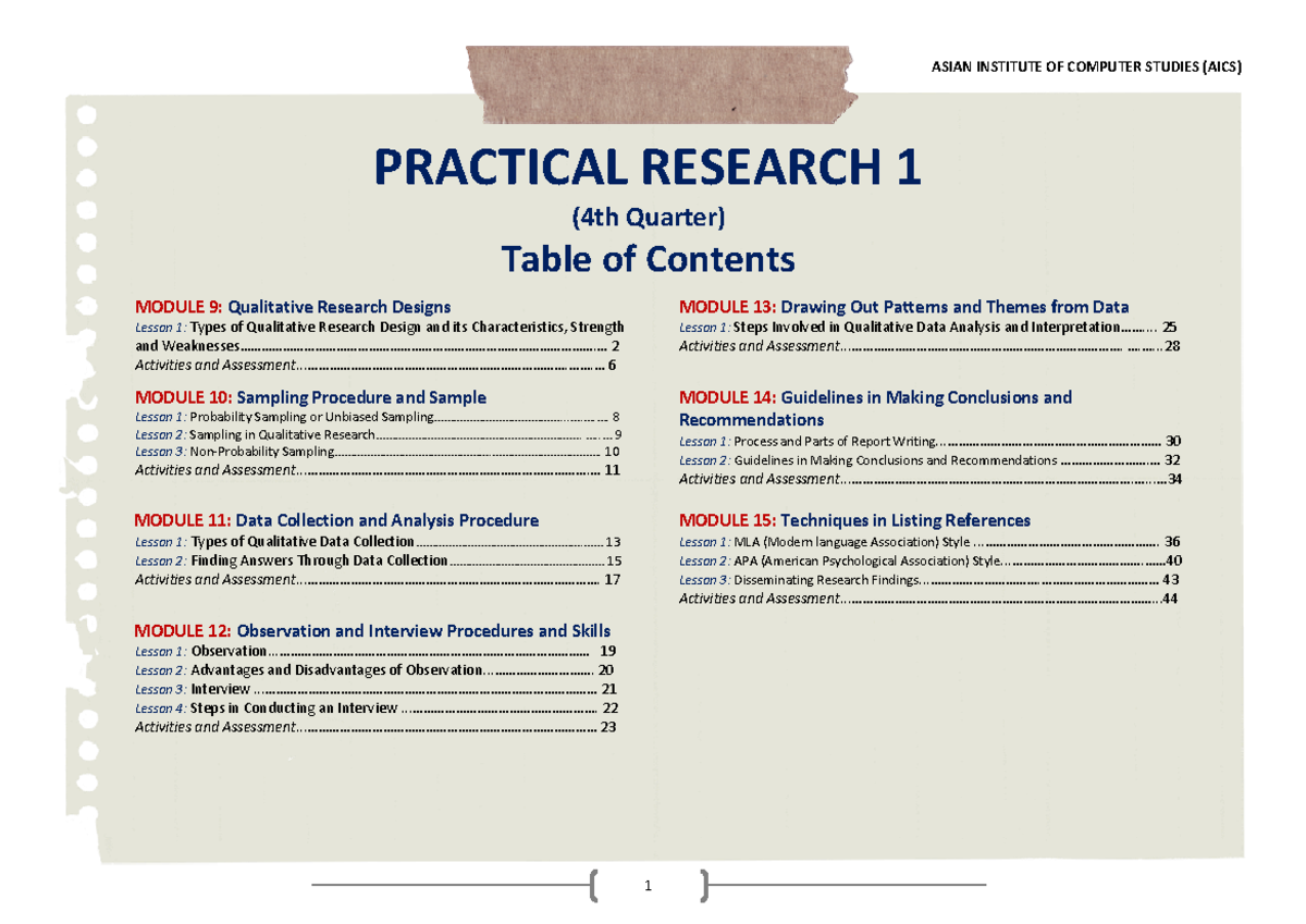 AICS Practical Research 1: Understanding Qualitative Research Designs ...