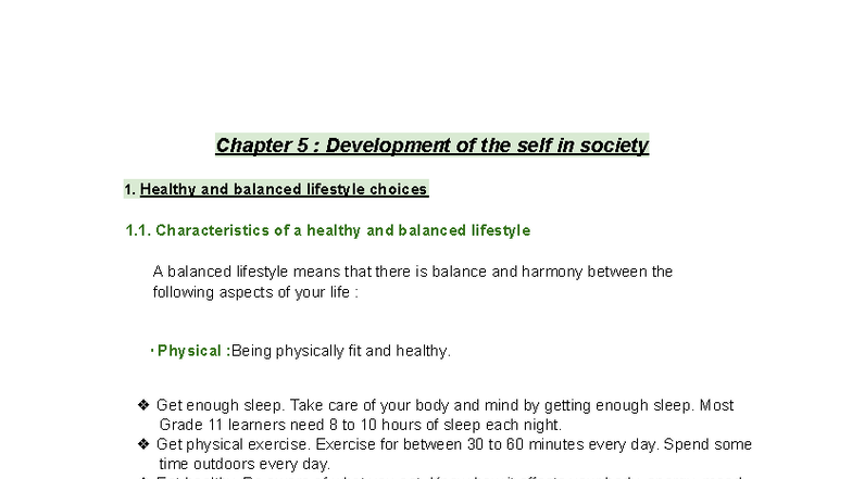 Chapter 5: Development of Self in Society & STIs Overview - Studocu