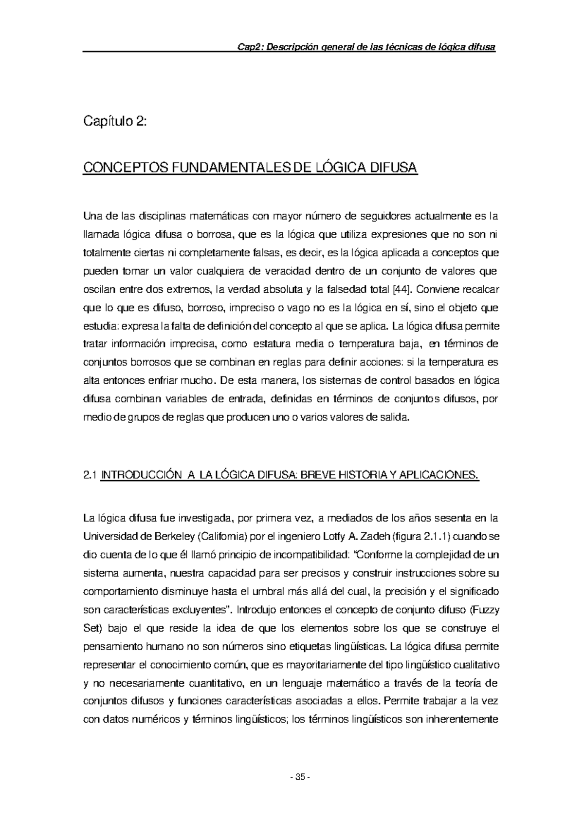 Cap2: Técnicas de Lógica Difusa y sus Aplicaciones en Sistemas de ...