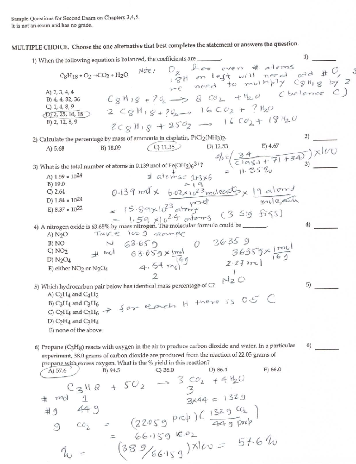 Sample Problems Solutions for 1311 F2021 E2 Exam Preparation - Studocu