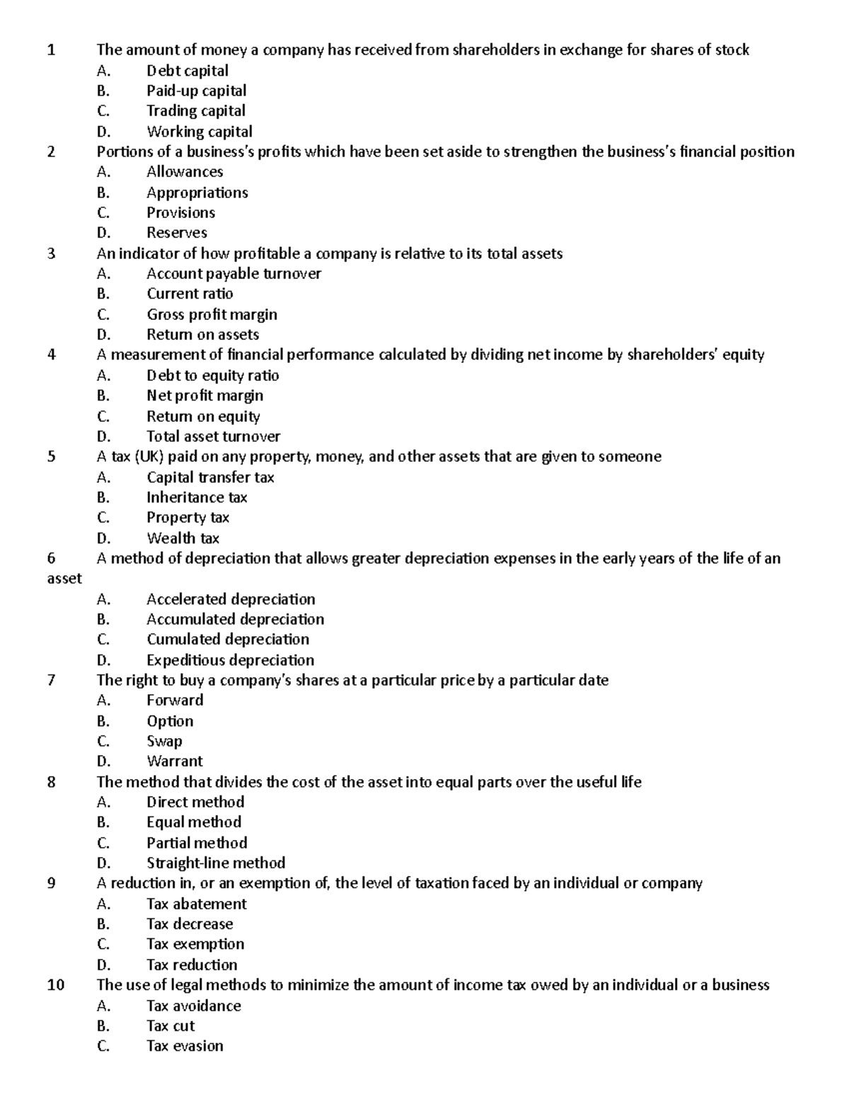 Financial Concepts Review for Course Code 1 2 3 4 5 6 - Studocu