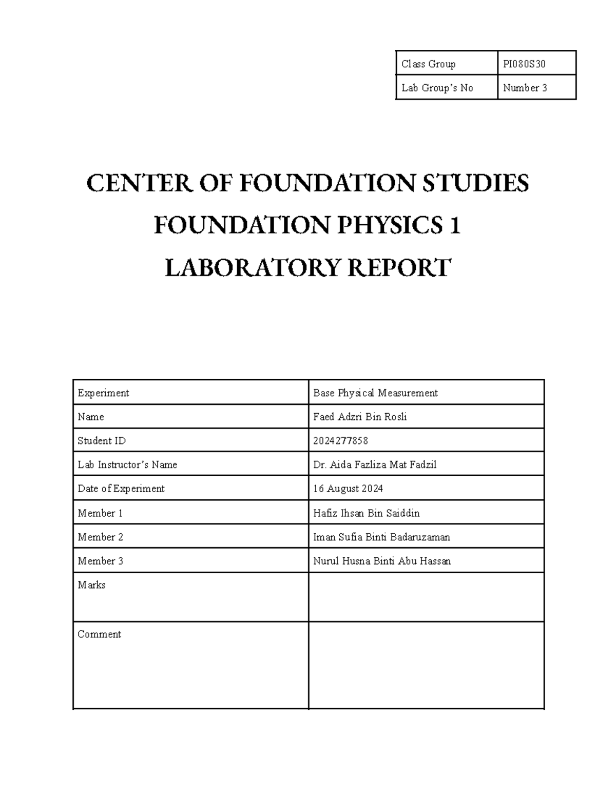 PHY094. Lab Report on Basic Measurement Techniques and Errors - Studocu