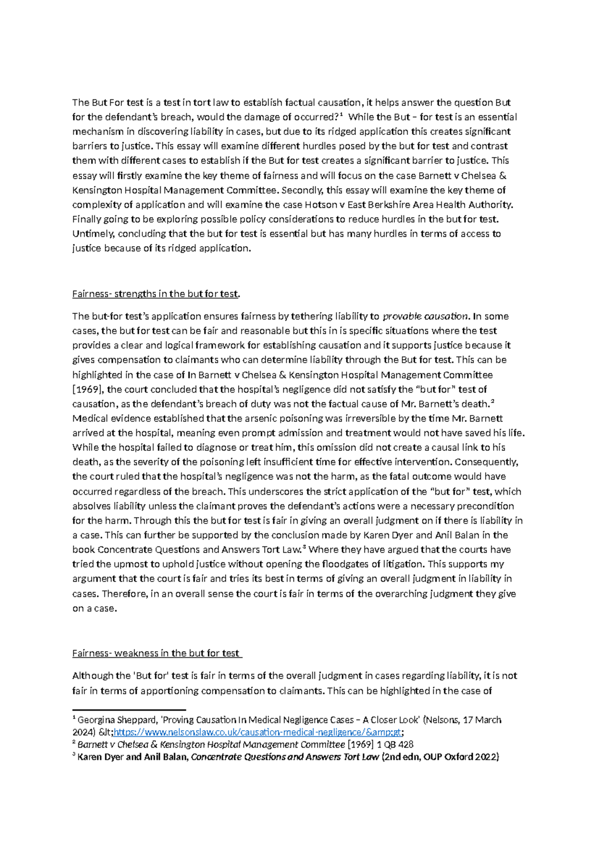 The But For Test in Tort Law: Barriers to Justice and Fairness Analysis ...