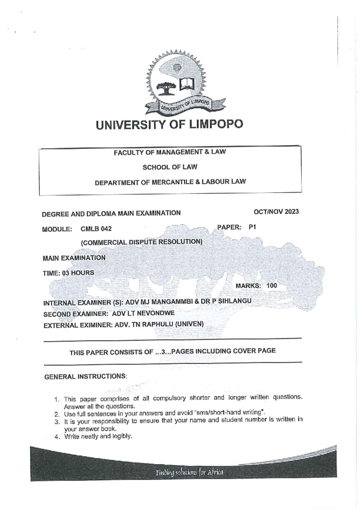CMLB 042 Main Exam 2023: Commercial Dispute Resolution Questions - Studocu