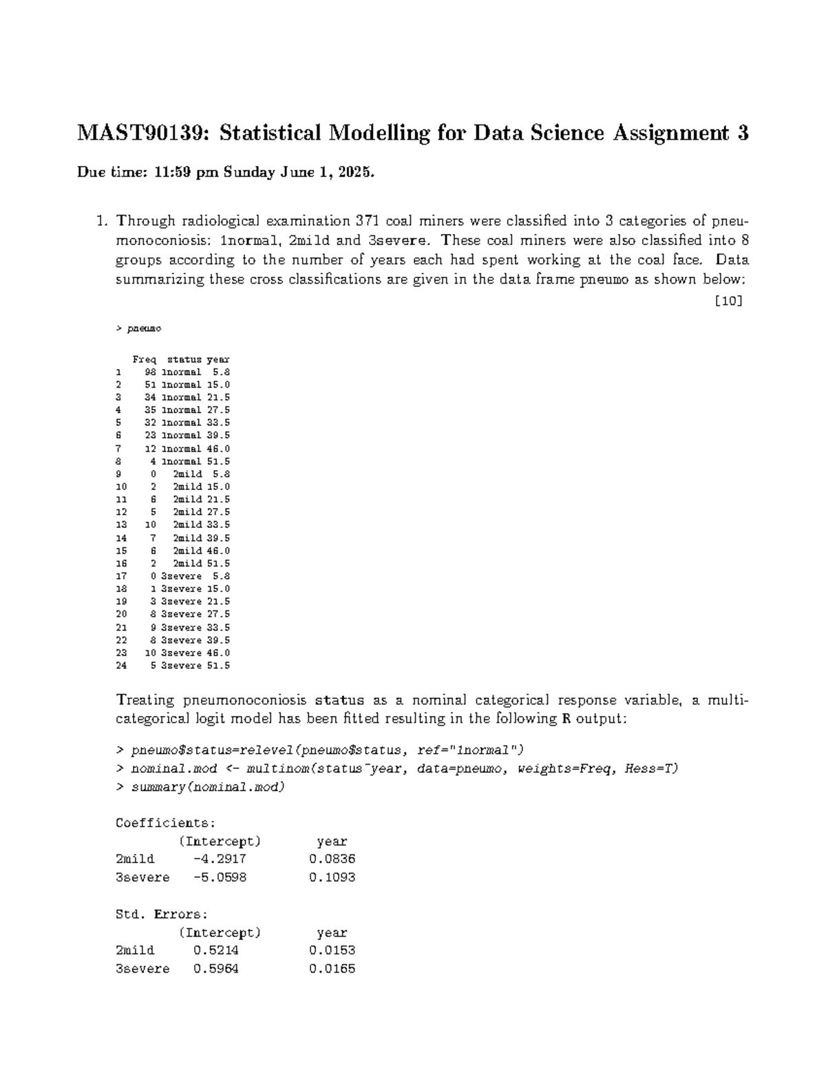 MAST90139: Statistical Modelling for Data Science - Assignment 3 ...