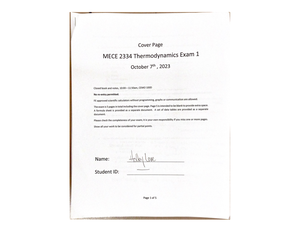 Midterm 1sp2022 - exam 1 - MECE 3363: Introduction to Fluid Mechanics ...