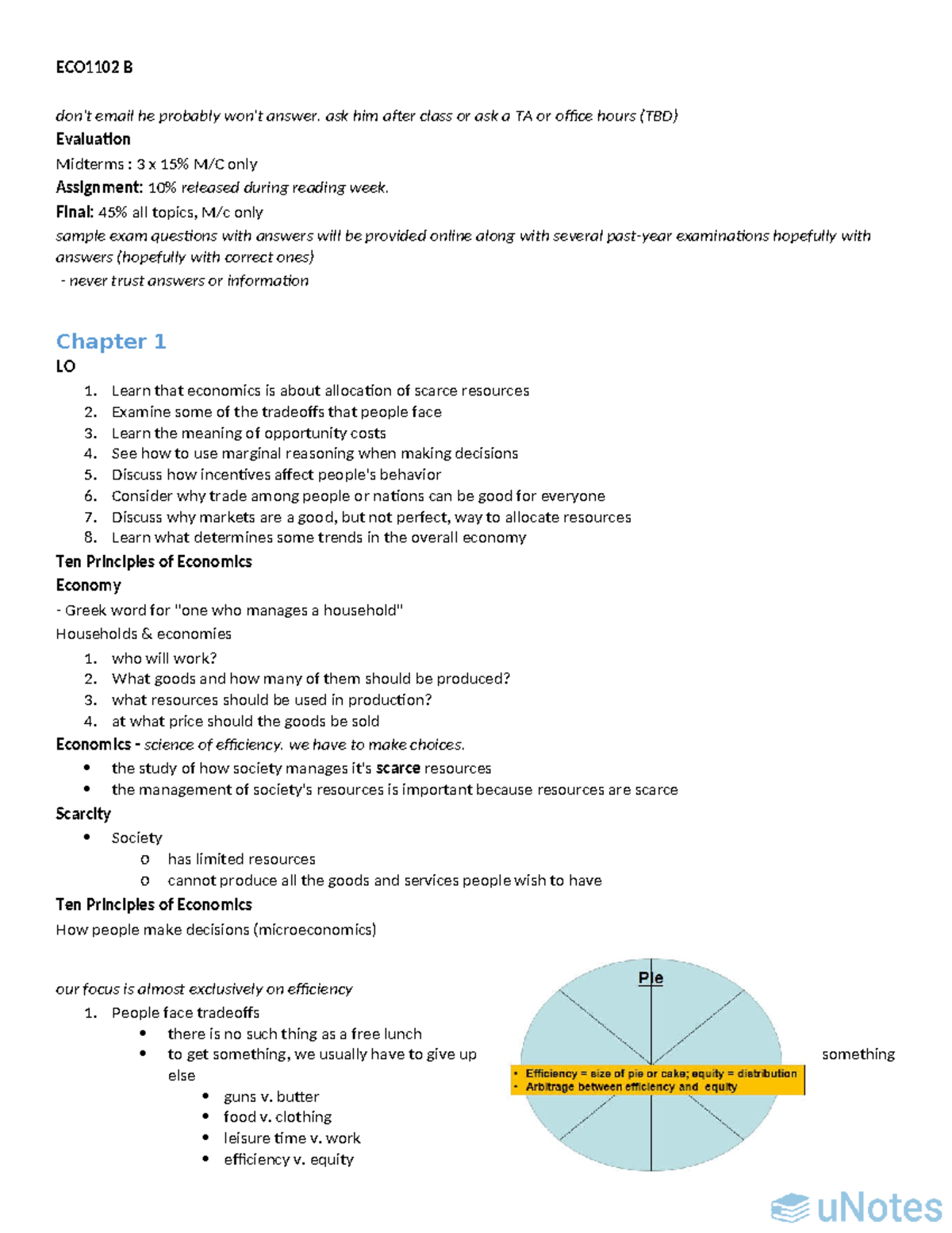 ECO1102 Midterm Study Notes: Key Concepts in Economics - Studocu