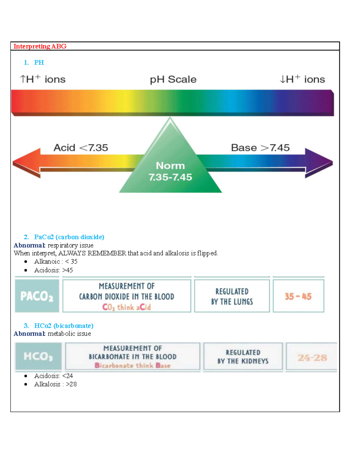 Acid-Base Balance: Level 2 Lecture Notes on ABG Interpretation - Studocu