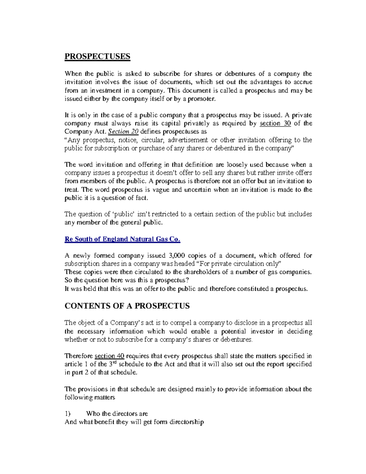 Company Law 2: Understanding Prospectuses and Their Implications - Studocu