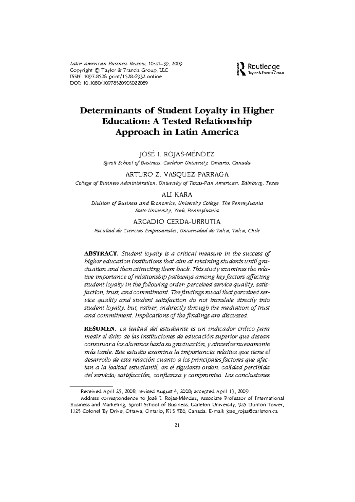 Determinants of Student Loyalty in Higher Education: Insights from ...