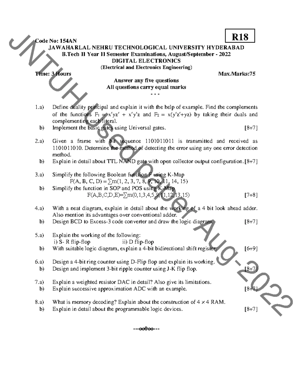 R18 D SE U Code No: 155CB B.Tech 1st Sem Exam March 2021 - Measurements ...