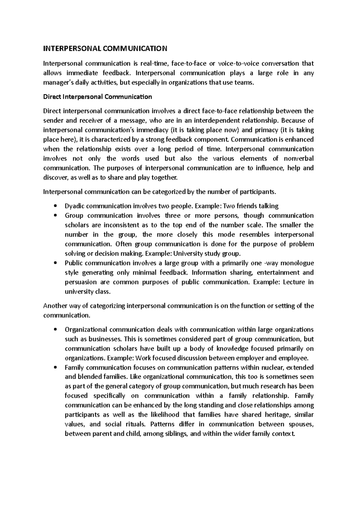 Interpersonal Communication Insights: Key Concepts and Barriers - Studocu