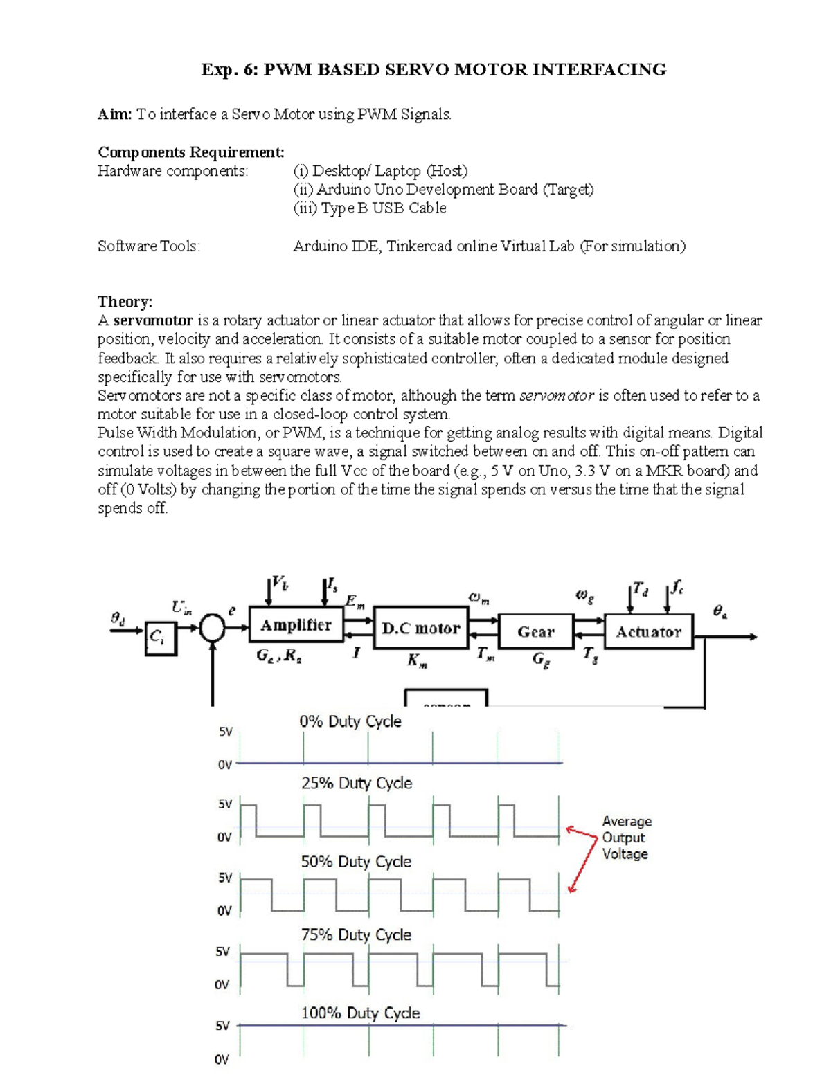 Exp. 6: PWM-Based Servo Motor Interfacing Lab Guide - Studocu