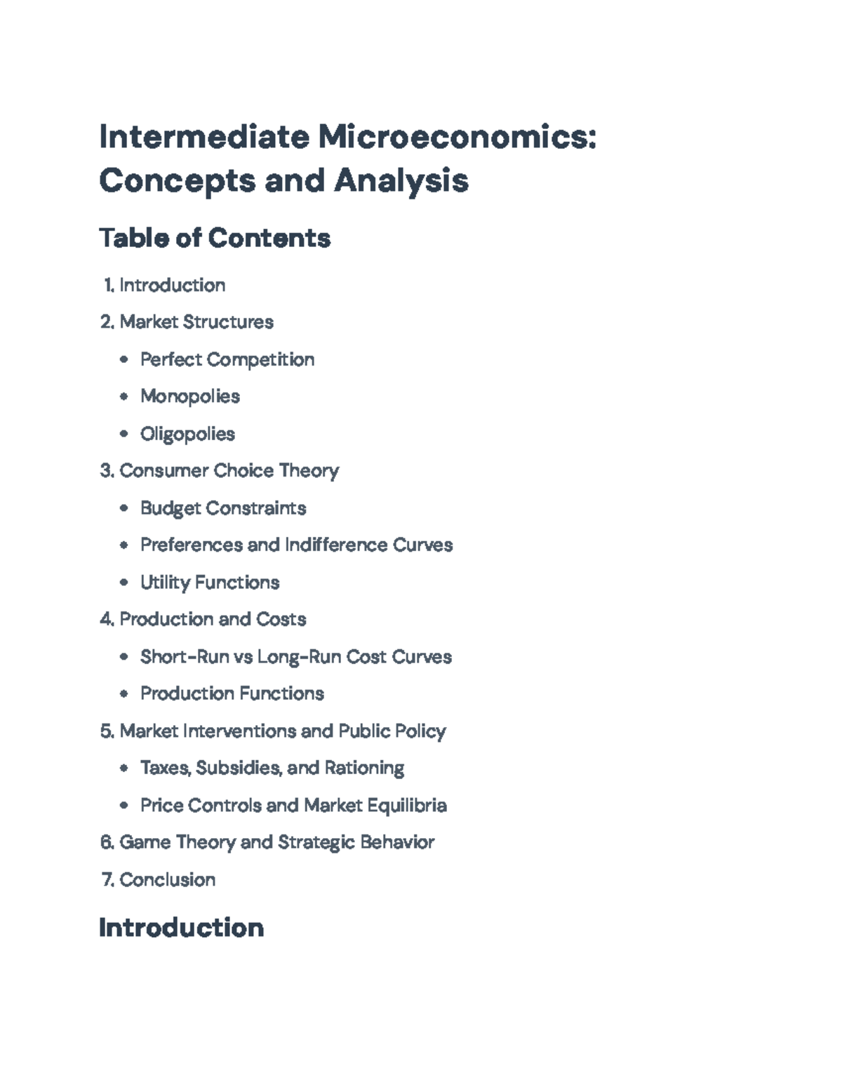 Intermediate Microeconomics: Concepts & Market Analysis Overview ...