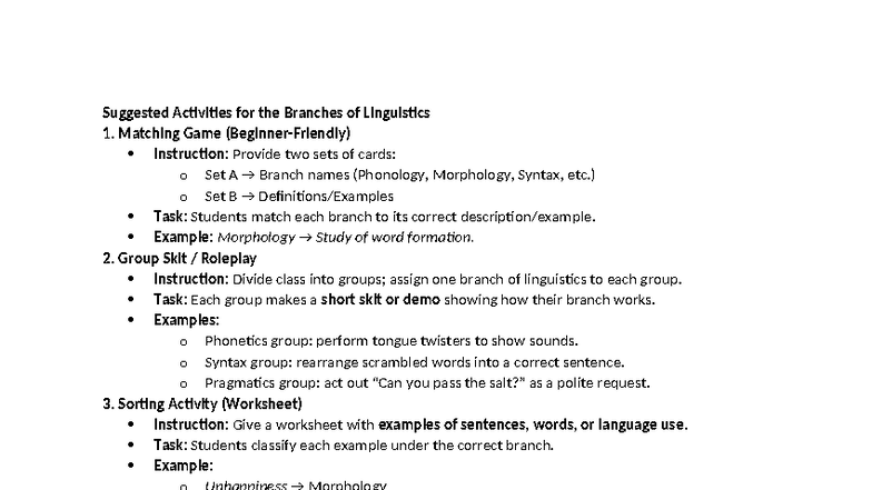 Linguistics Activities: Engaging Exercises for Branches of Linguistics ...