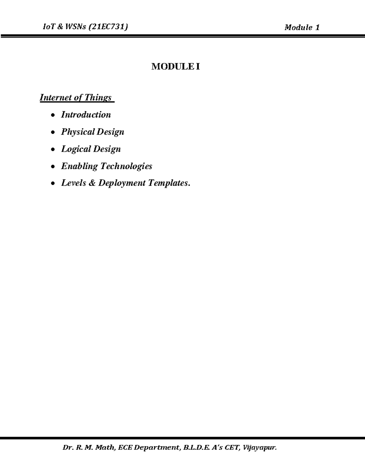 IOT Notes Bagha-M-1 - MODULE I Internet of Things • Introduction ...