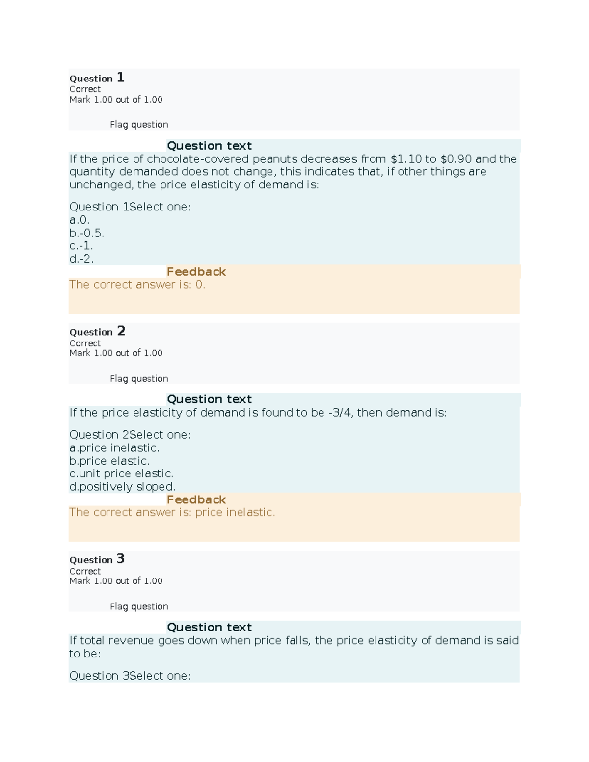 Self-Quiz Unit 2 - Chapter 5: Price Elasticity of Demand - Studocu