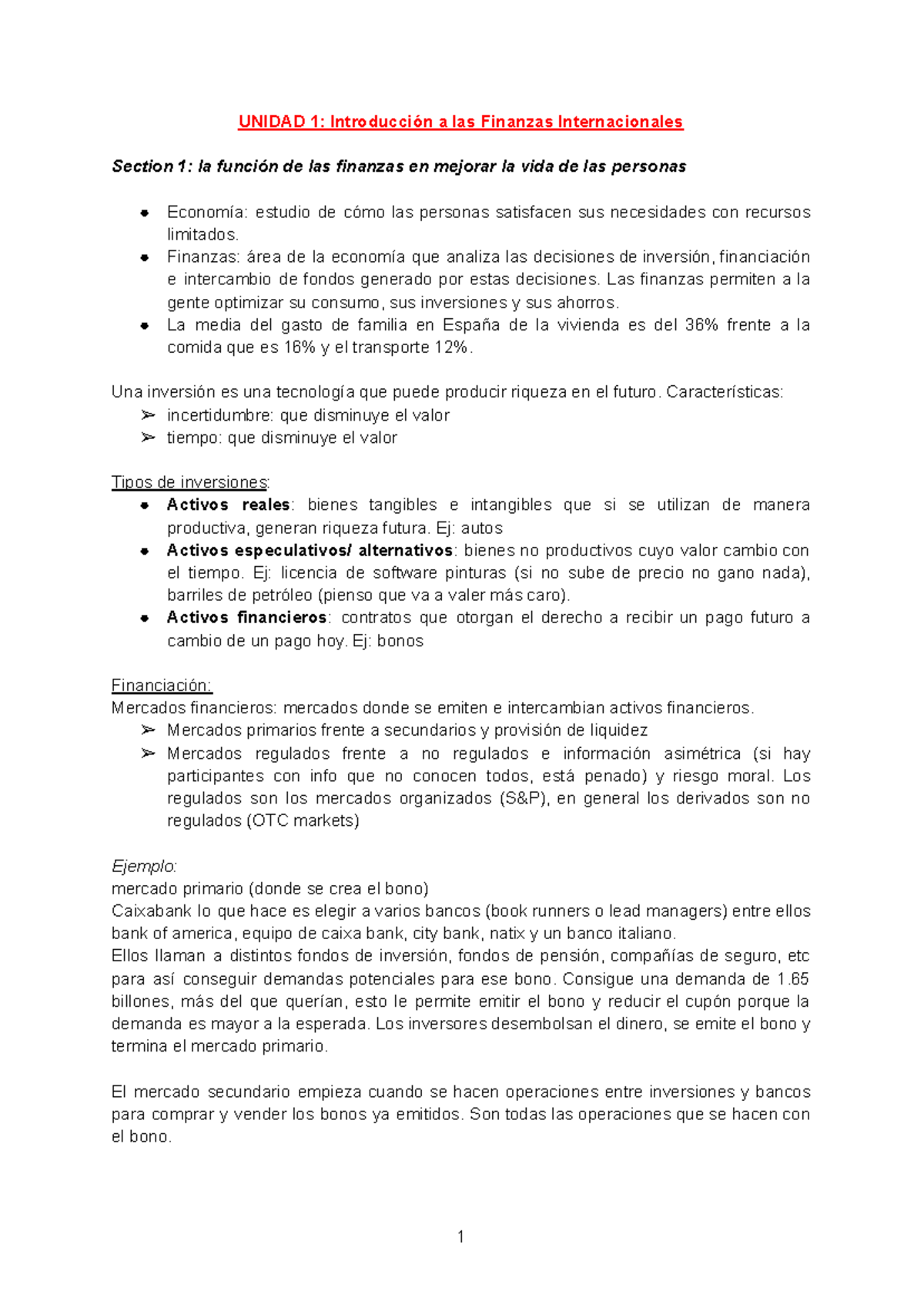 UNIDAD 1: Introducción a las Finanzas Internacionales - Apuntes - Studocu