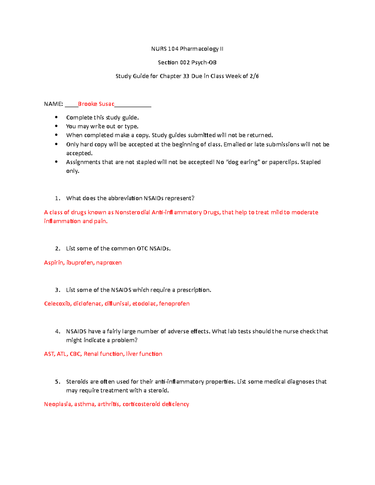 Study guide ch. 33 - Psych-OB Pharmacology - NURS 104 Pharmacology II ...