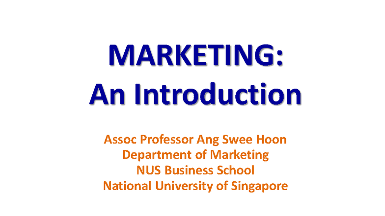 MARKETING 101: Introduction to Core Concepts and Definitions - Studocu