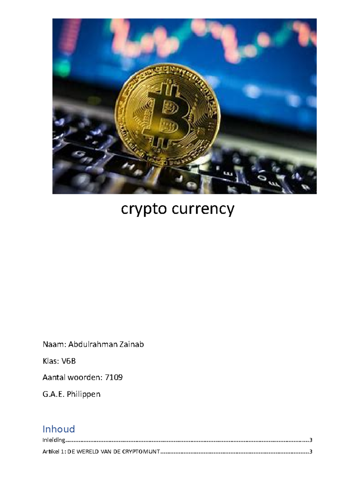 Crypto Currency: Analyse van de Markt en Regelgeving (V6B) - Studeersnel