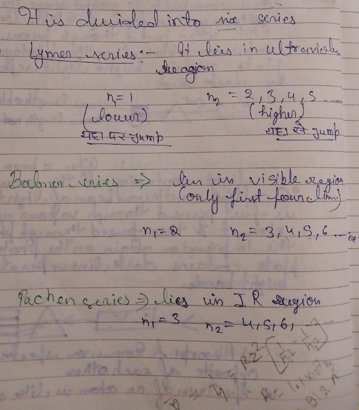 Hydrogen spectrum - Lectures notes - Chemistry - Jouu) Seies Q4 lisin ...