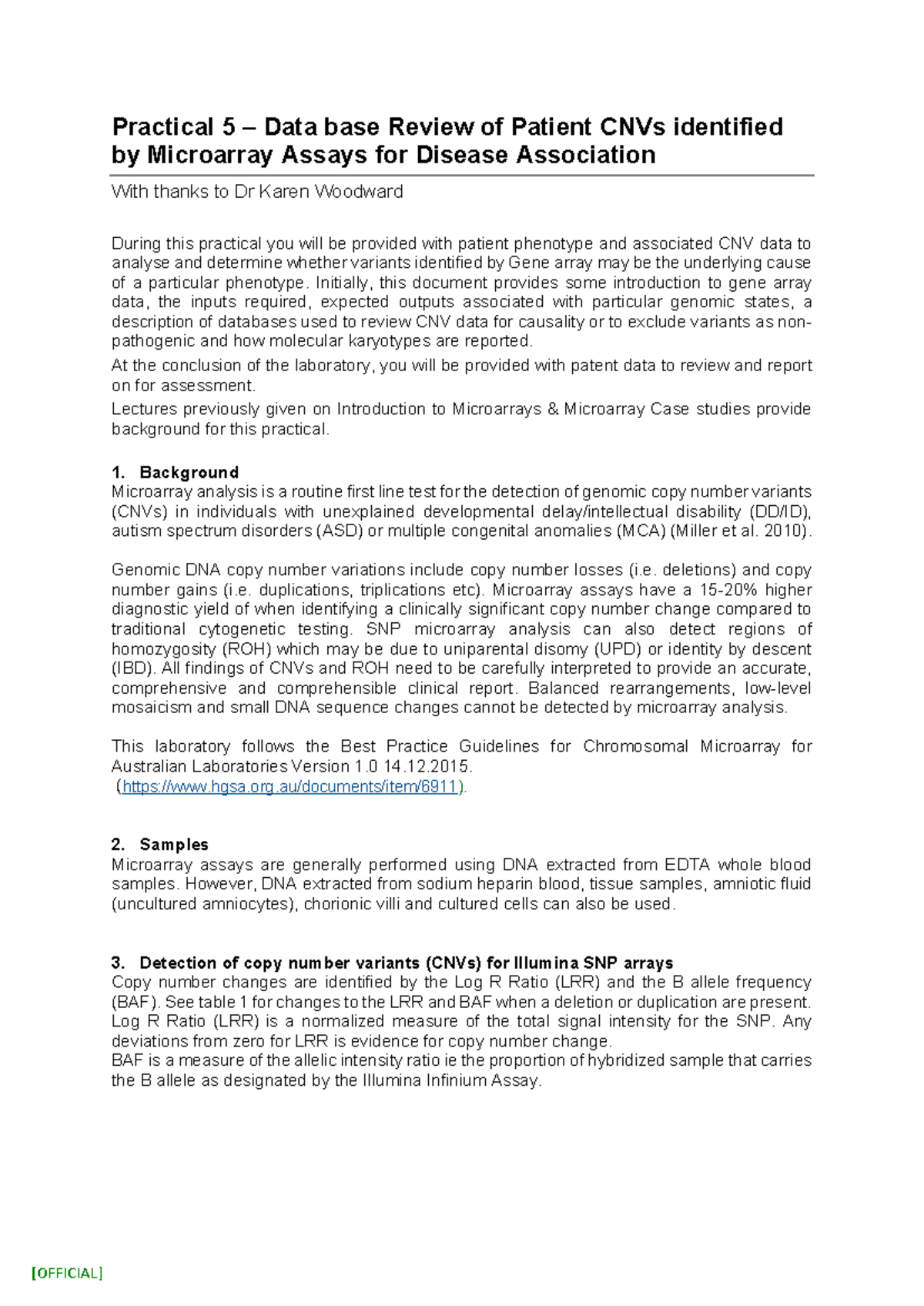 Microarray Analysis Lab 5: Patient CNVs & Disease Association - Studocu