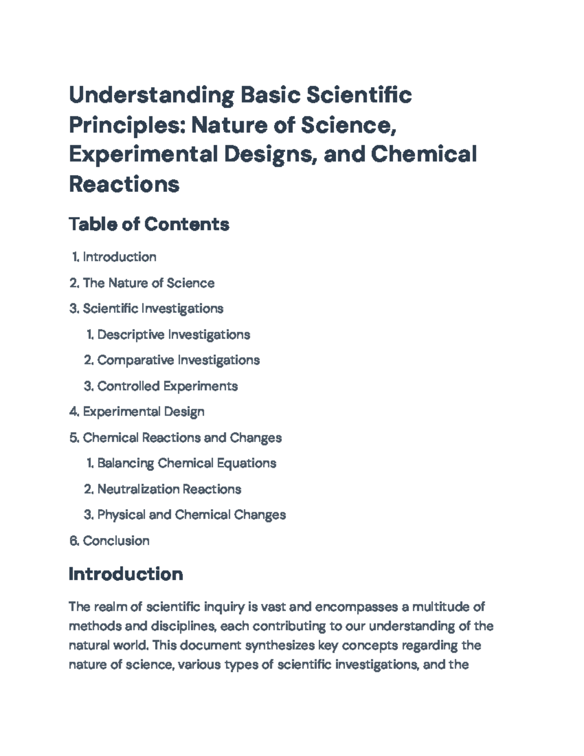 Understanding Basic Scientific Principles: Investigations & Reactions ...