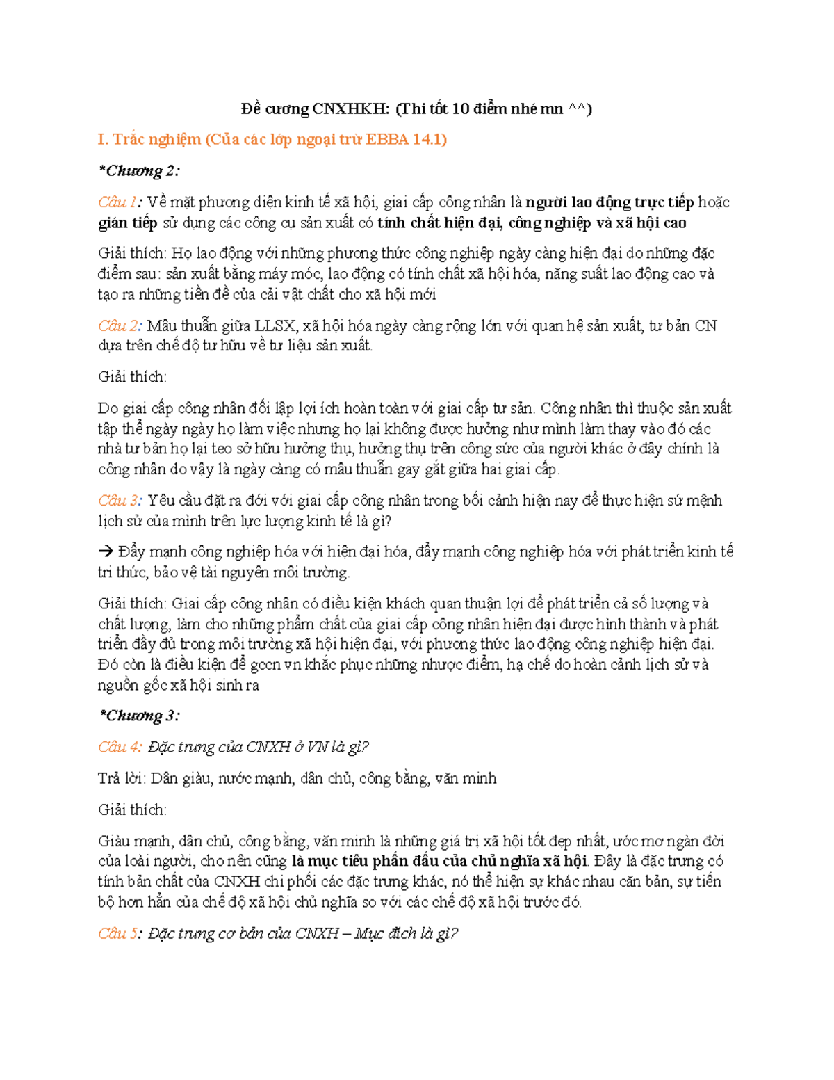 Đề cương CNXH Khoa Học EBBA 14: Câu hỏi và Giải thích Chi Tiết - Document Preview
