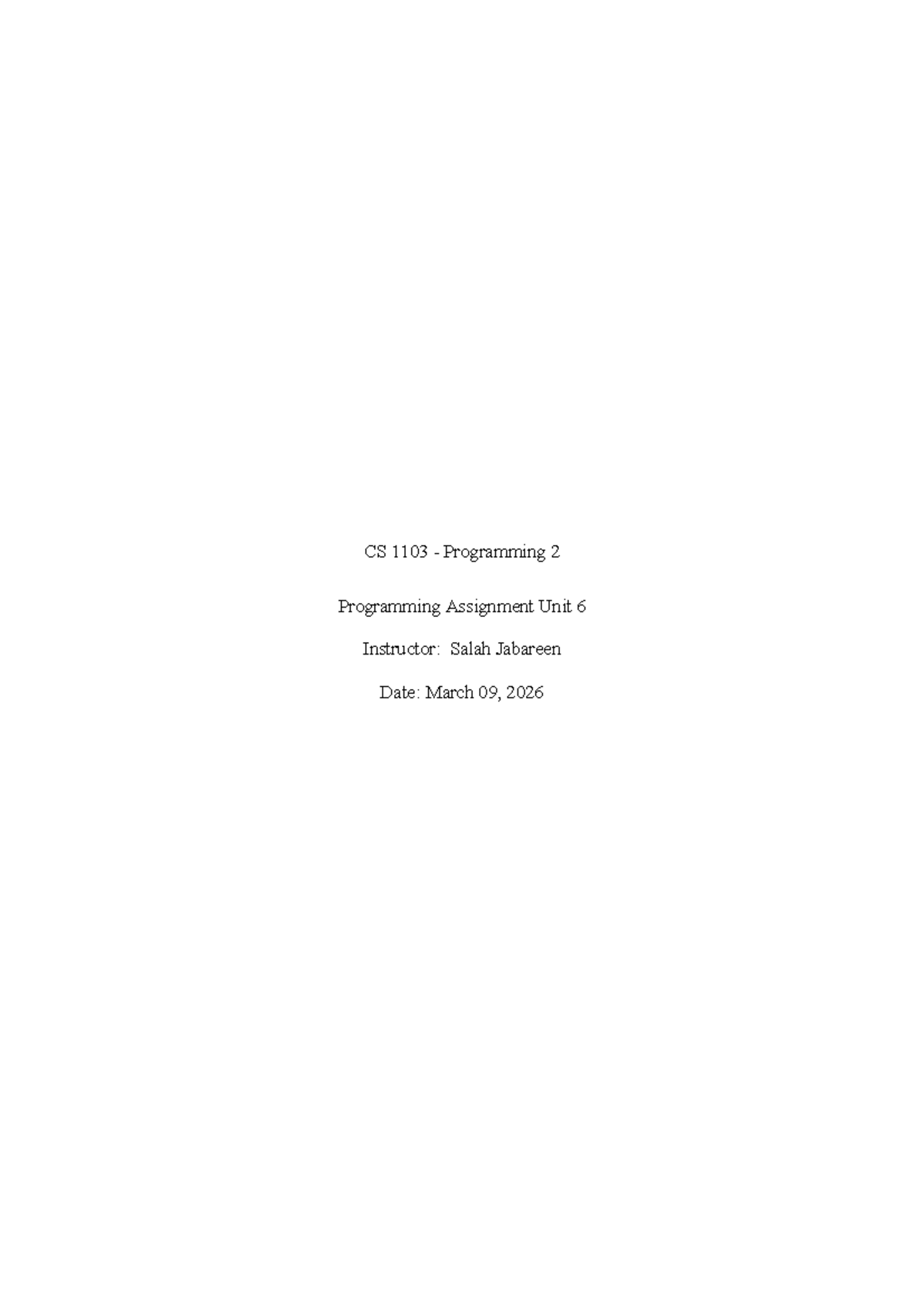 CS 1103 Programming 2 Assignment Unit 6: Generic Library Catalog - Studocu