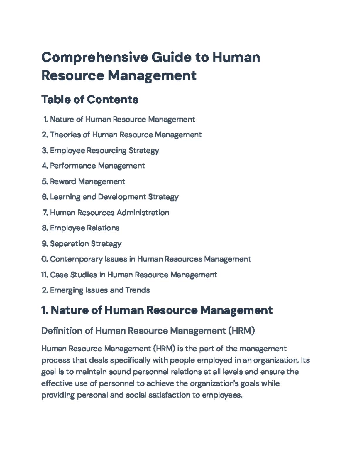 Comprehensive Guide to Human Resource Management (HRM) Overview ...