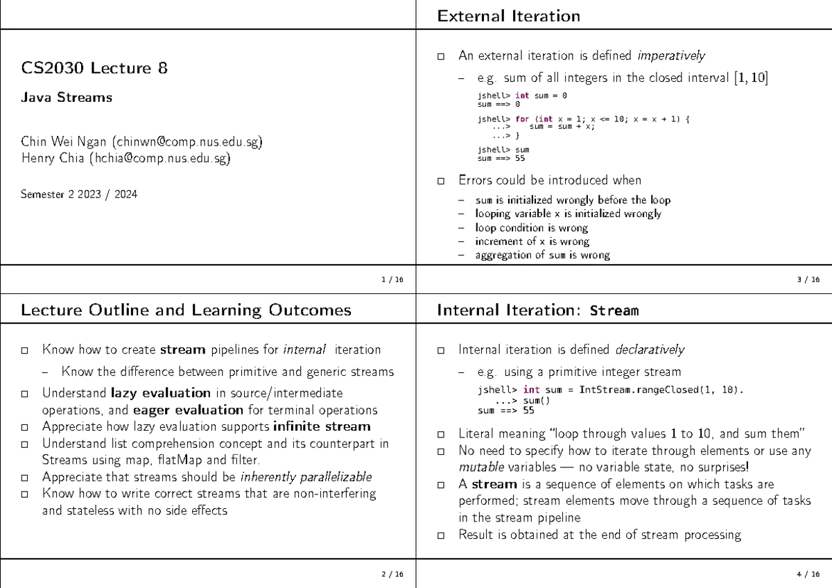 CS2030 Lecture 02: Declarative Programming with Java Streams - Studocu