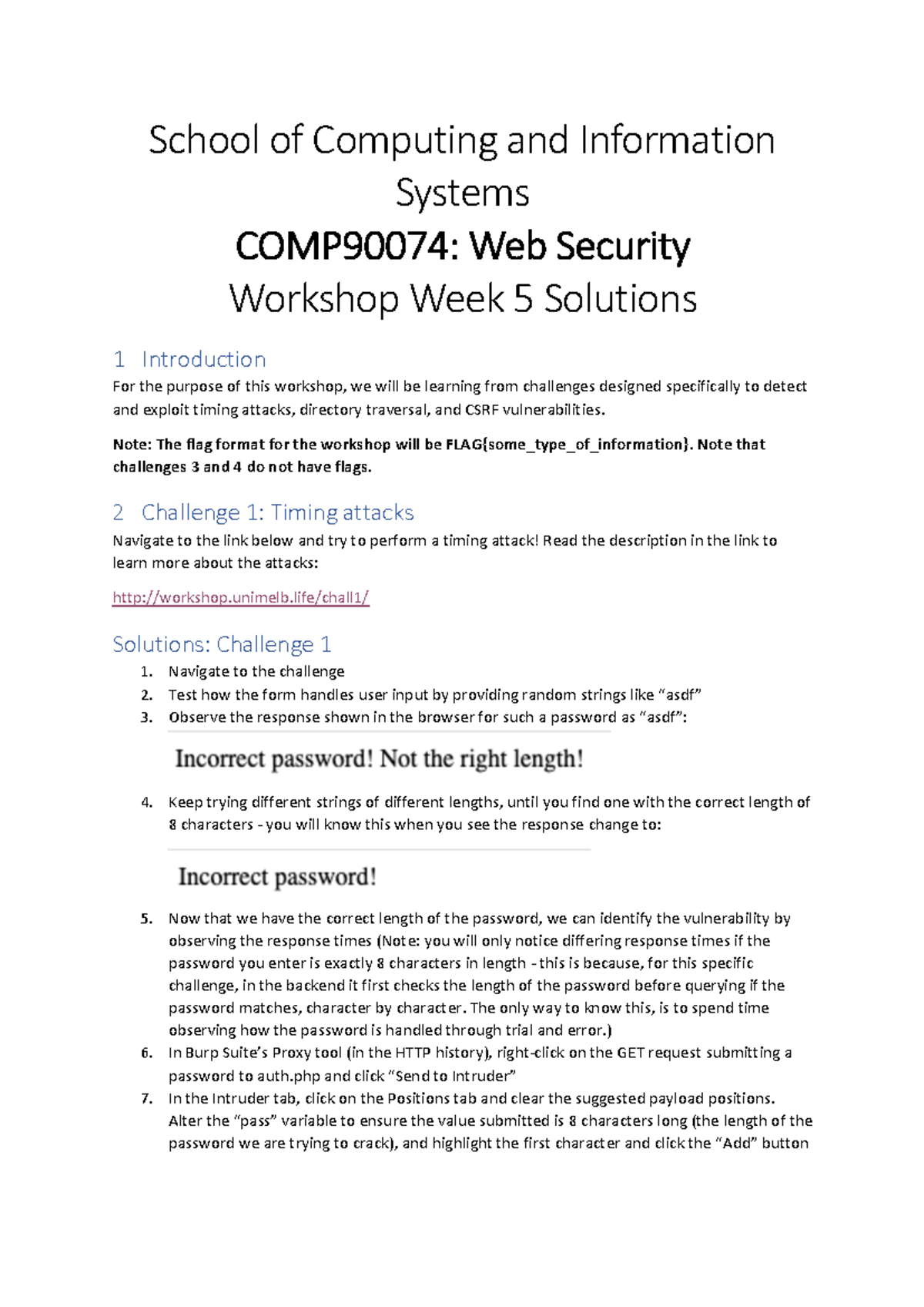 COMP 90074: Web Security Workshop 5 - Detailed Solutions - Studocu