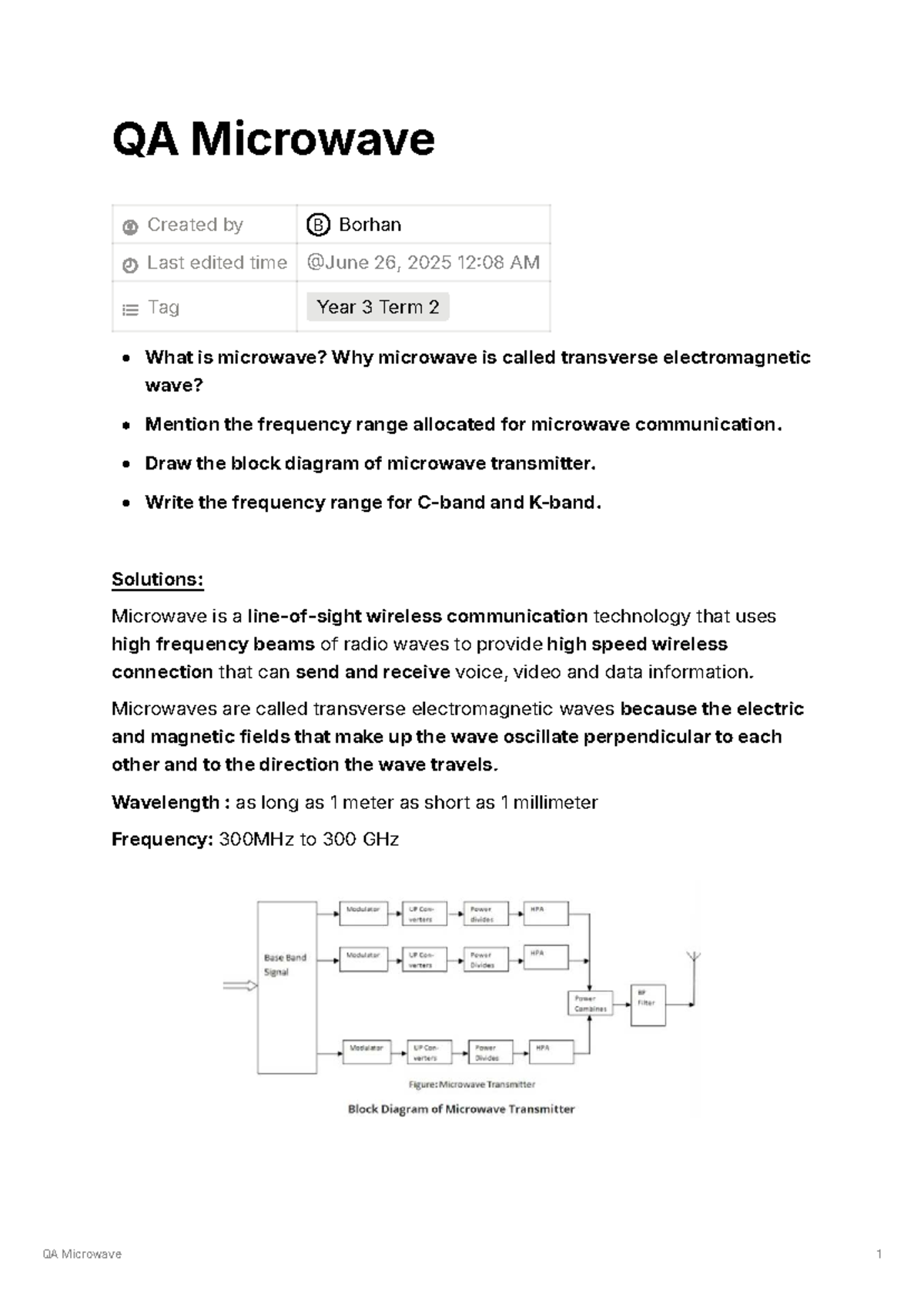 Microwave Notes (QA Microwave) - Year 3 Term 2 Study Guide - Studocu