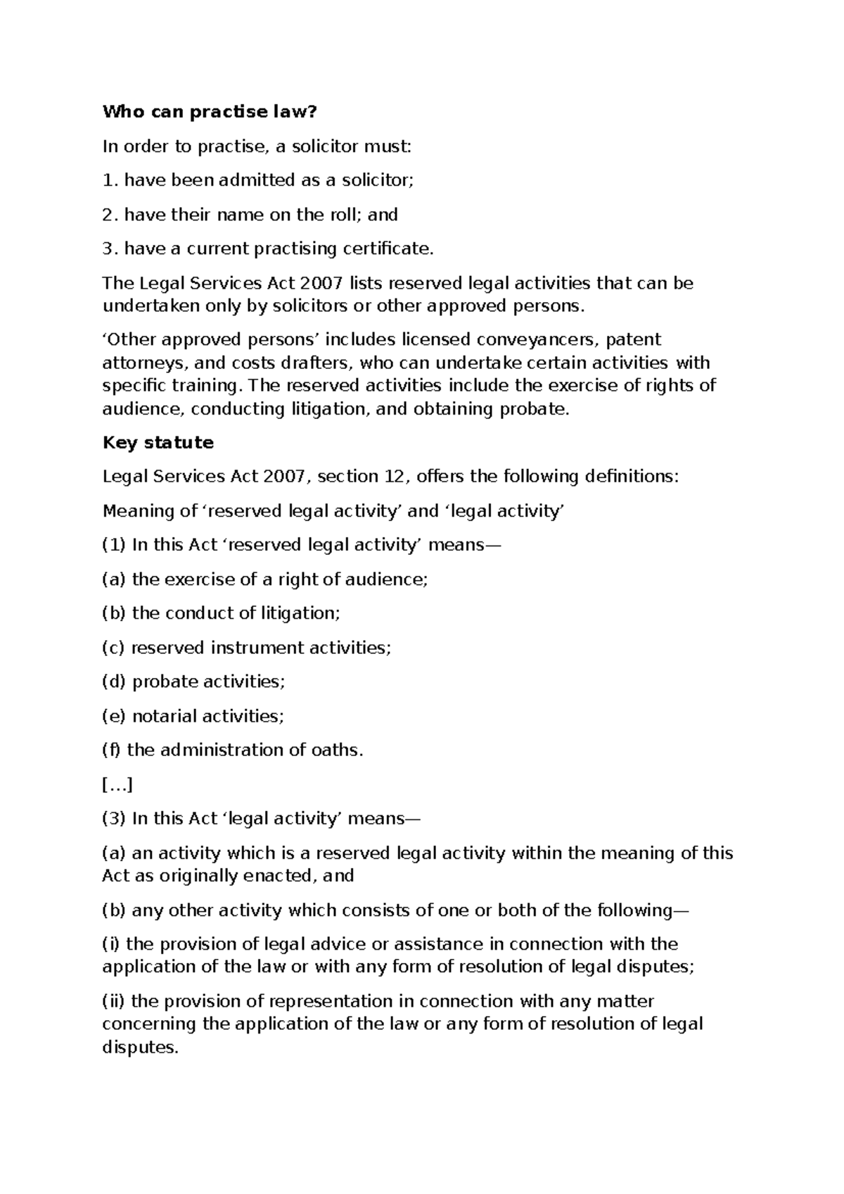 Who can practise law - reading - Who can practise law? In order to ...