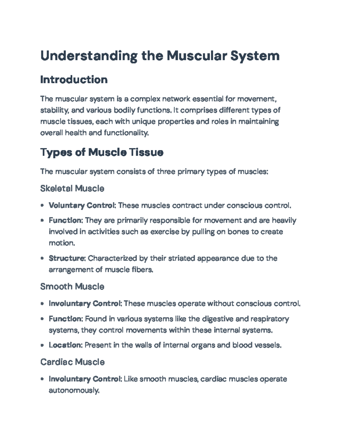 Understanding the Muscular System: Structure, Functions, and Properties ...
