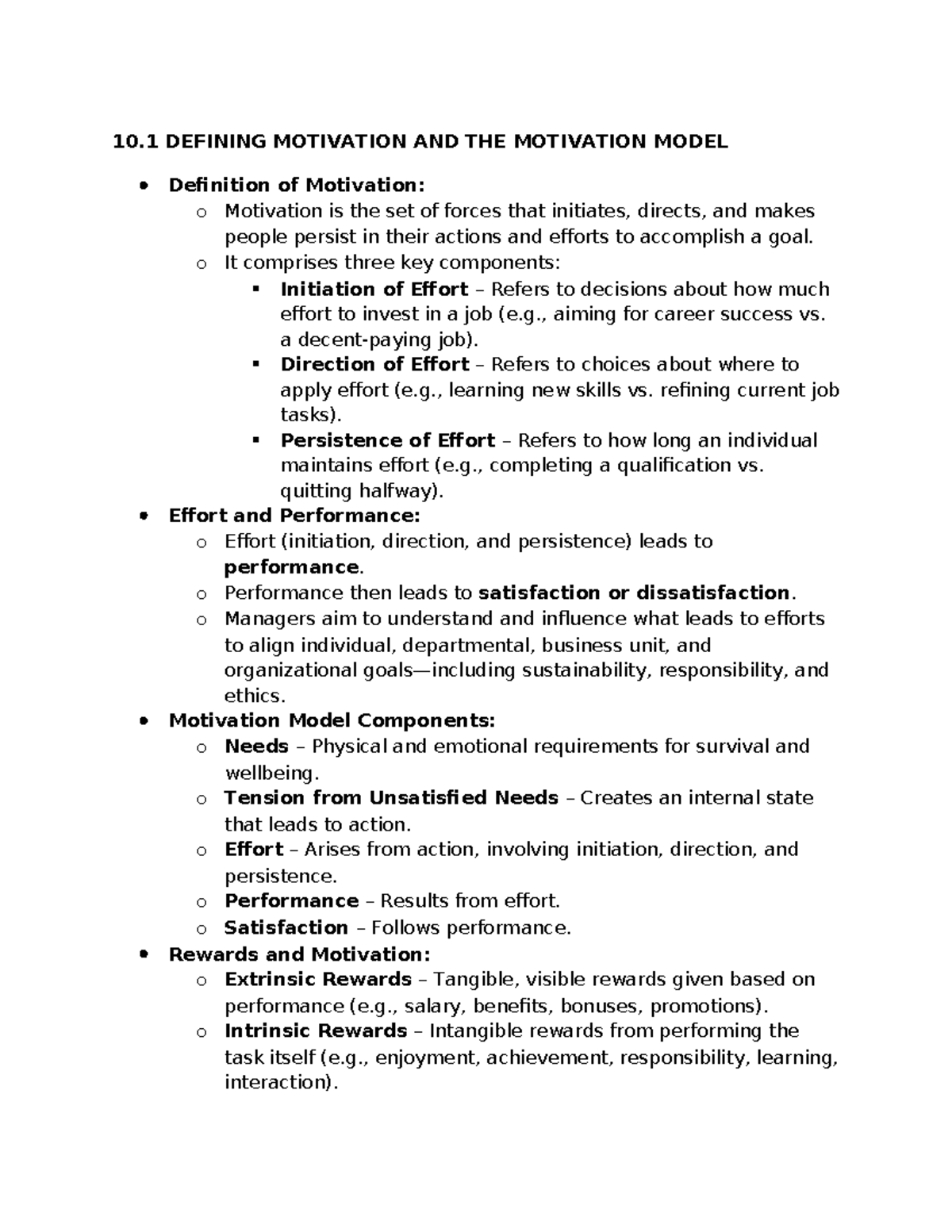 Chapter 9 - Motivation Theories and Workplace Applications - Studocu