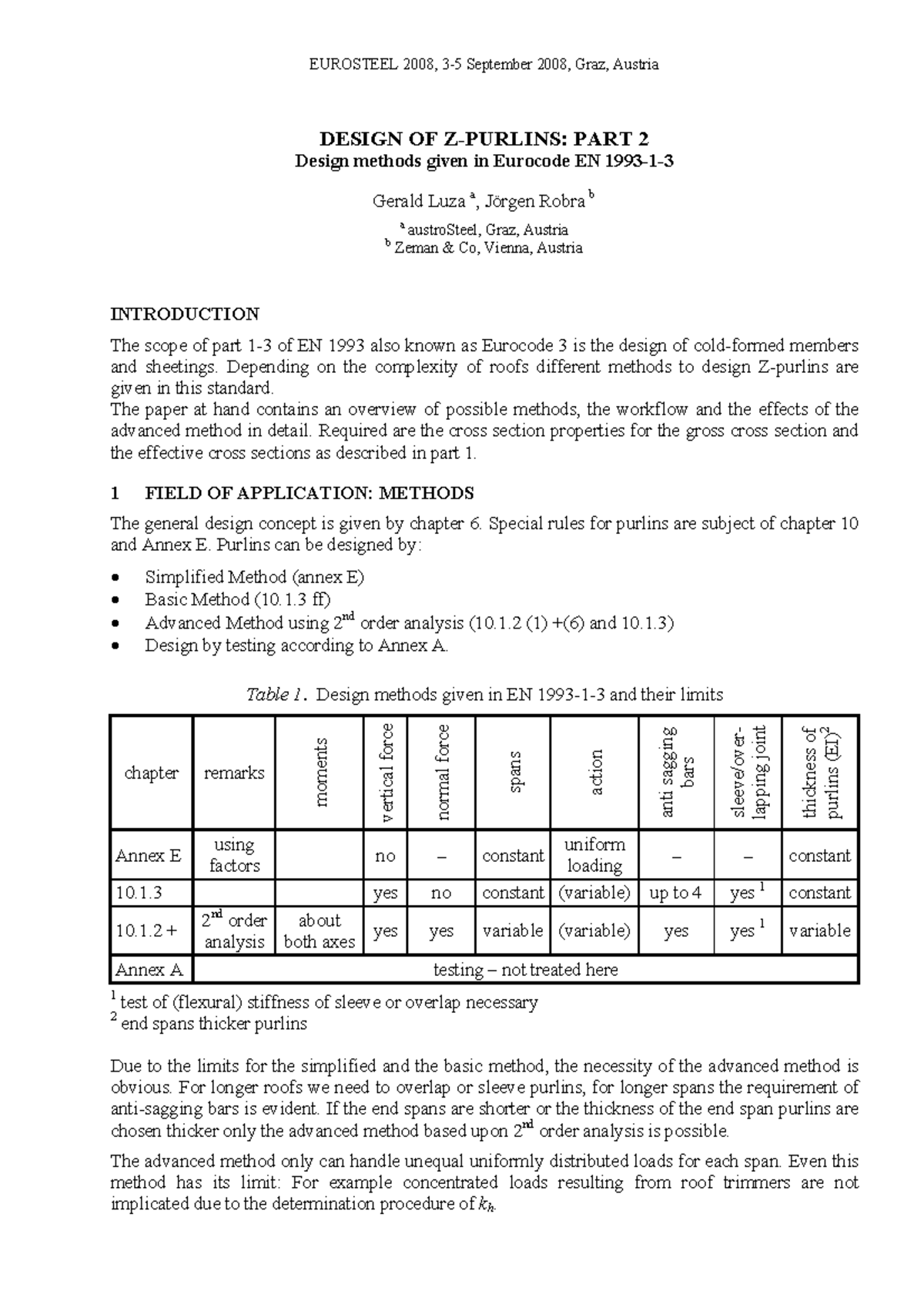 Design of Z Purlins - Part 2: Methods per Eurocode EN 1993 - Studocu